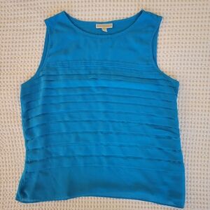 Dana Buchman Vibrant Blue Pleated Tank Blouse XL